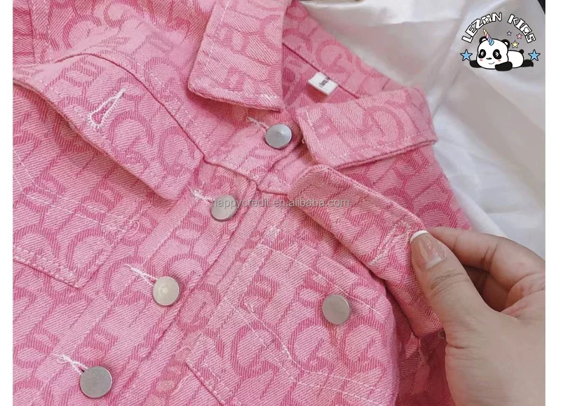 LEZONKIDS - Wholesale Custom Cute Little Girl 2 Piece Kids Denim Sets